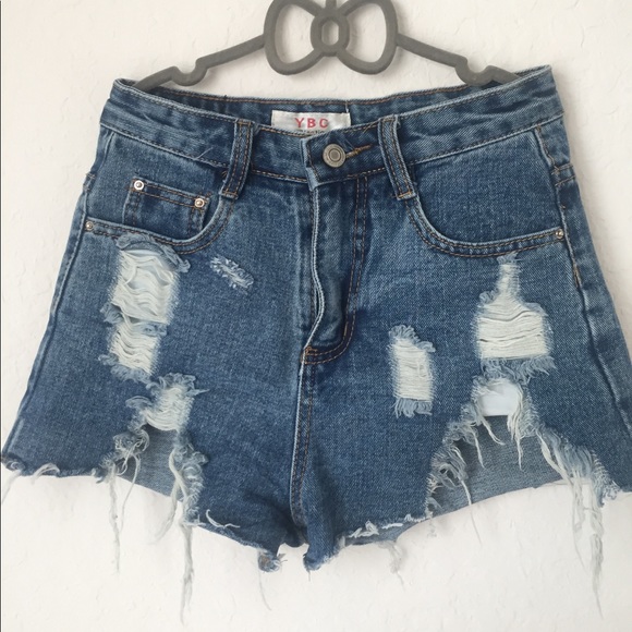 YBC Collection Pants - Ripped Blue Denim Shorts